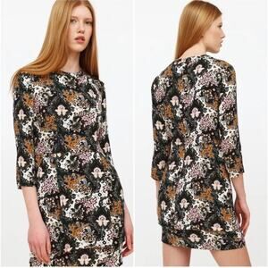 A.L.C. | 100% Silk Tordi Floral Printed Tiered Mini Dress Pockets Black Size 0